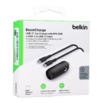 Belkin BoostCharge USB-C PD Car Charger 30W + 1M USB-C to USBC Cable