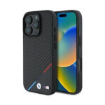 BMW iPhone 16 Pro Max black hardcase M Carbon Tricolor Line