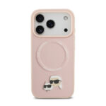 iPhone 17 Pro MagSafe Case / PU Leather Case With Karl & Choupette Head Pins - Pink