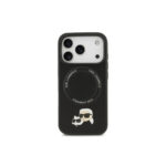 iPhone 17 Pro Max MagSafe Case / PU Leather Case With Karl & Choupette Head Pins / Black