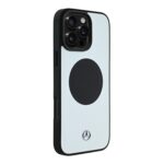 Mercedes iPhone 16 Pro Max Case Leather/Brushed Aluminum Hard Silver