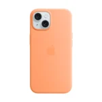 silicon cover for iPhone 15 orange sorbet