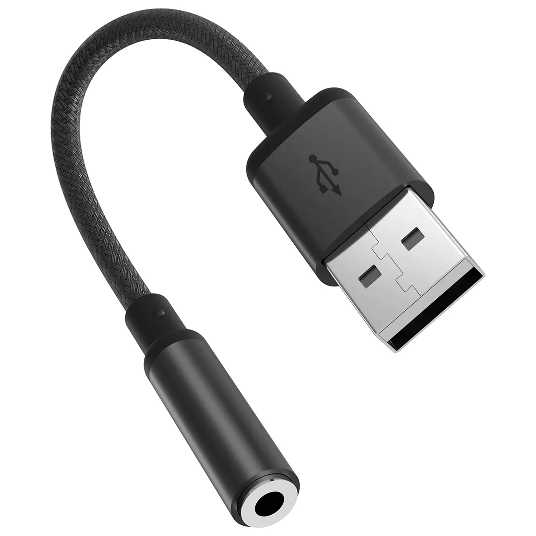 PDCBL0041BK Porodo Audiolink Female 3.5mm to USB-A Audio Jack Adapter - Black - Image 1