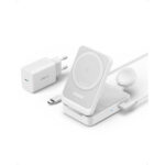 Anker MagGo wirless charing station (foldable 3-in-1) with charger and usb-c cable